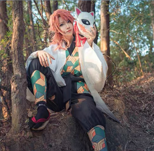 出 鬼灭之刃锖兔cos服大全套（含道具假发...