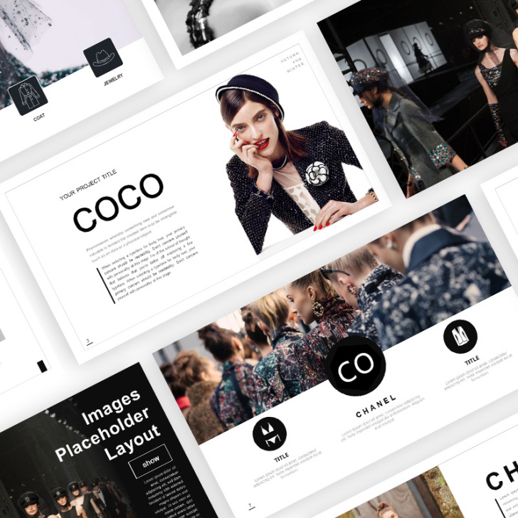 PPT模板高端大气欧美时尚黑白画册排版奢侈...