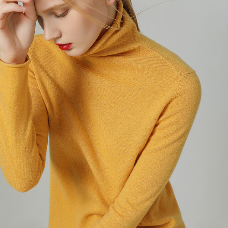 2019秋冬新款高领羊绒衫女100%纯山羊...