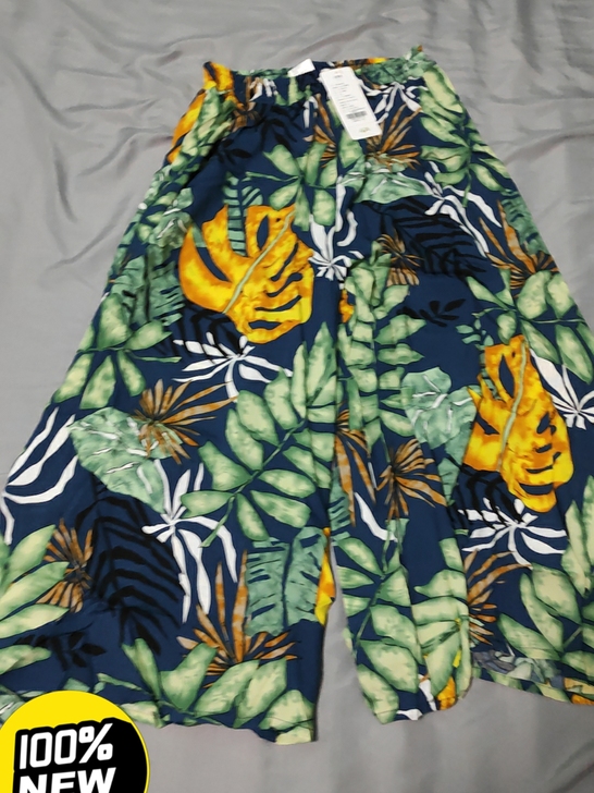 女士七分阔腿裤 大芭蕉叶