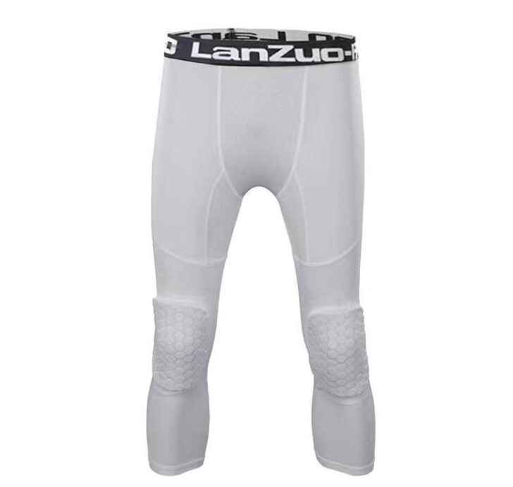 篮球紧身七分裤护膝一体蜂窝防撞打底裤袜带护...