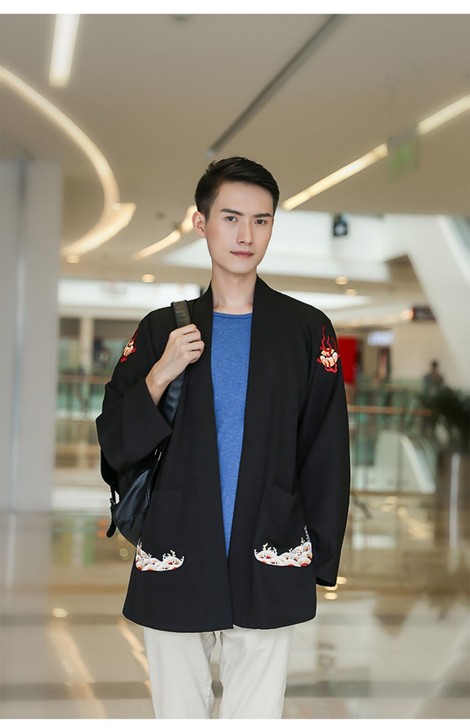 重回汉唐沧海火珠原创改良汉服日常汉元素男绣...