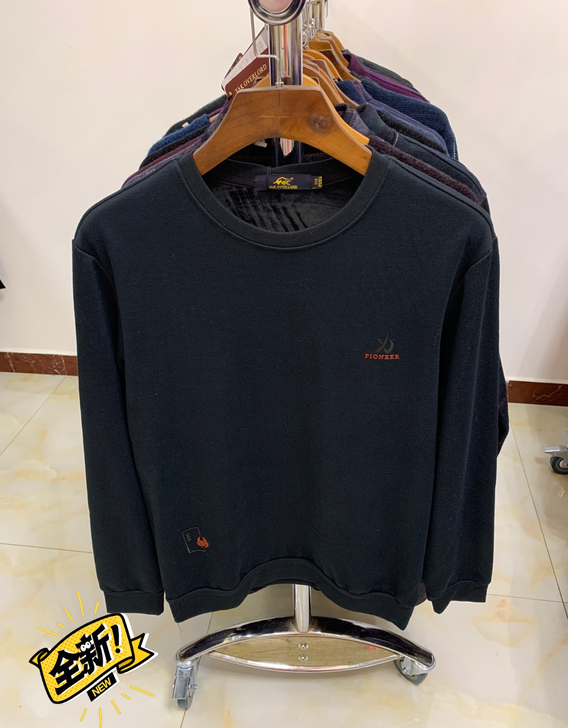 全新男士加绒保暖圆领纯色卫衣宽松休闲T恤长...