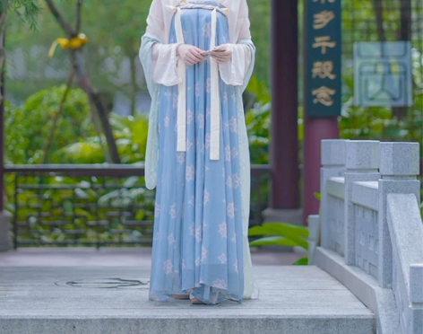 汉服出租,桔屿【长安花】唐制齐胸衫裙复原印...