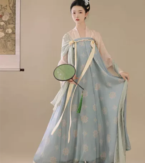 桔屿原创汉服女【长安花】唐制齐胸衫裙复原中...