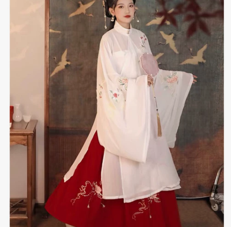 艺缕原创正品汉服女【牡丹记】袄裙刺绣立领褶...