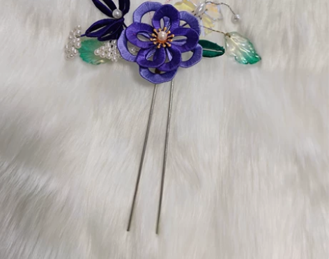 缠花山茶蝴蝶发簪，可换科幻，满百包邮 借汉...