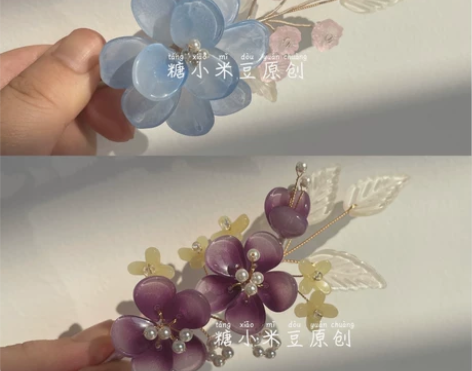 两只30元日常款清新汉服古风发饰软簪发梳中...