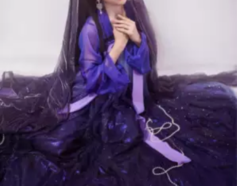 山海集汉服 原创汉服星空系列紫色齐胸襦裙 ...