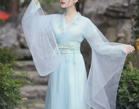 汉服女中国风仙气古风飘逸蓝色古装夏季广袖流...