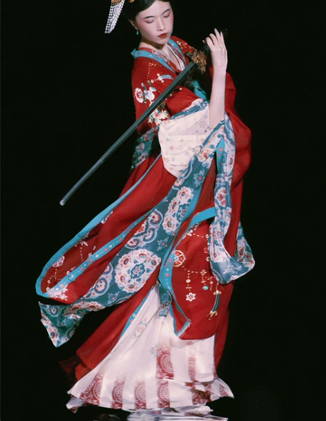 重回汉唐汉服 花想容颜唐制背子齐胸襦裙直领...