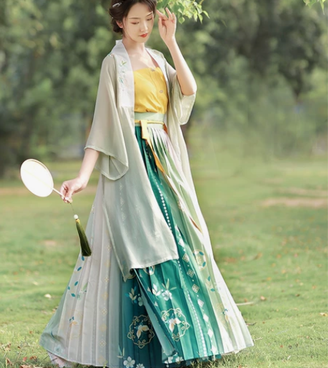 烛颜汉服[仲夏夜]，浅绿合领衫L码，全新 ...
