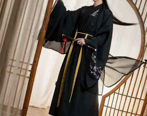 孤鲤原创古装青少年男汉服古装秋季中国风道袍...