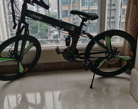 自行车，吉普JEEP折叠双减震软尾山地车自...