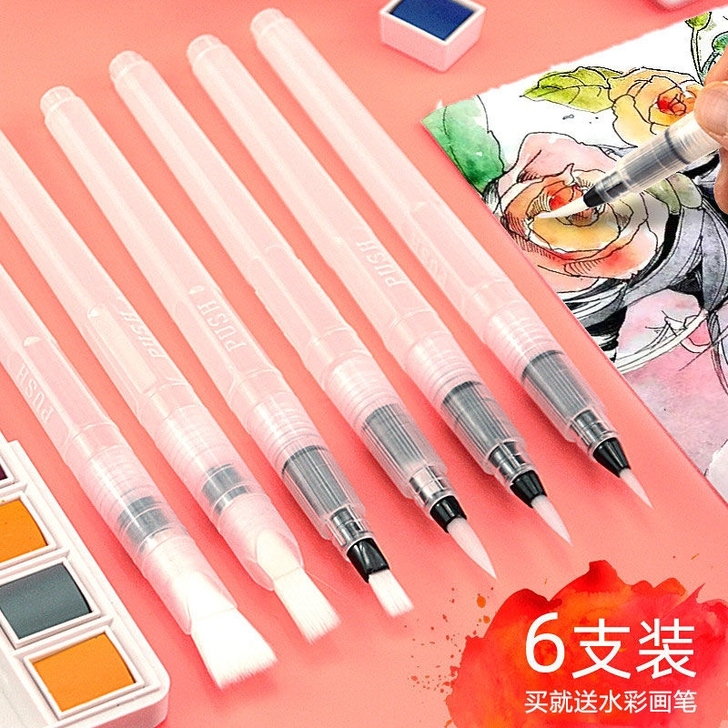 自来水笔储水毛笔软头水彩笔勾线大容量初学者...