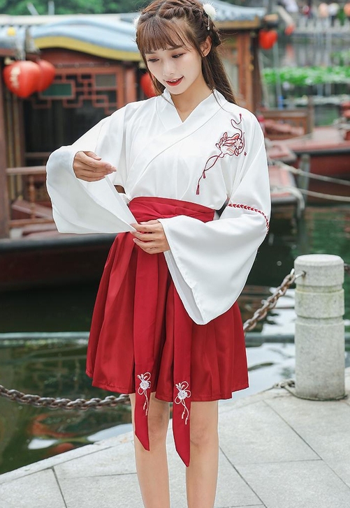 2021新款汉服夏装女交领襦裙日常汉素套装...