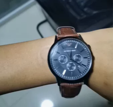 阿玛尼男士皮带手表，黑武士，石英腕表，型号...