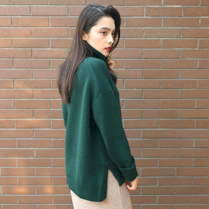 2017秋冬新款加厚纯羊绒衫女短款高领纯色...