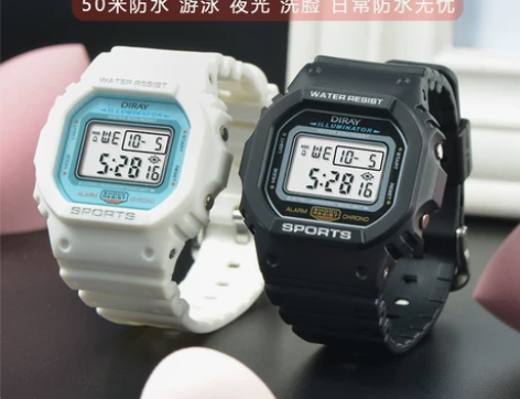 学院手表男小方块多功能儿童运动表初中学生男...