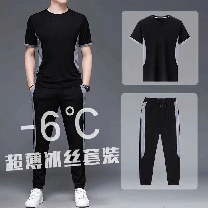 低价出售夏季休闲衣服男士抖音经典运动套装男...