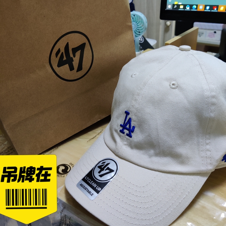 MLB帽子,棒球帽la小标47,米白色很好...