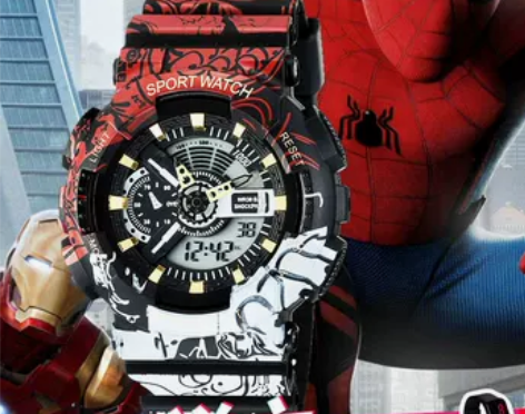 蜘蛛侠海贼王漫威联名电子手表男学生潮流多功...