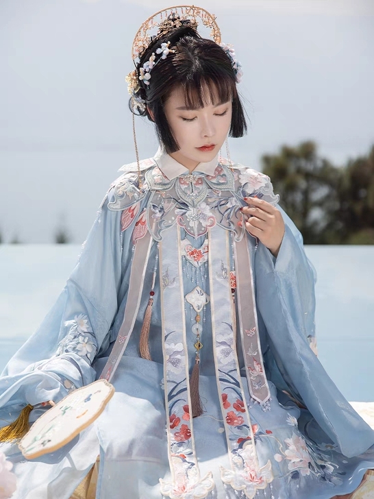 涂七七【镜花千影】春季明制立领长衫绣花云肩...