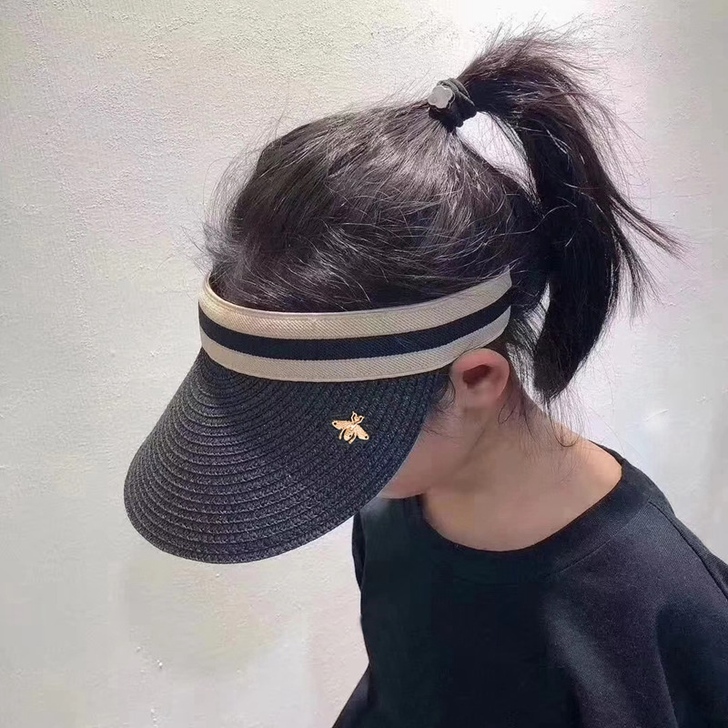 卡菲翔 空顶遮阳编织防紫外线帽子，卡其色