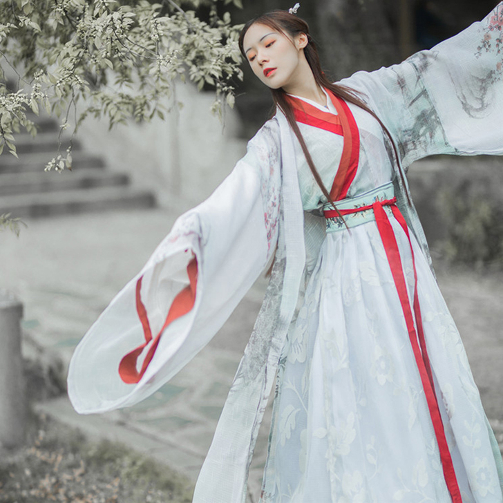 齐腰汉服女夏季仙气魏晋风原创中国风交领襦裙...