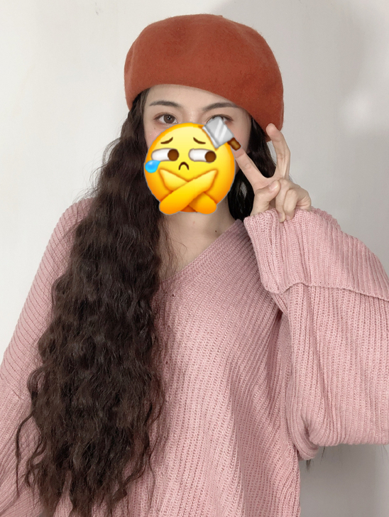 橙色贝雷帽假发 羊毛卷！