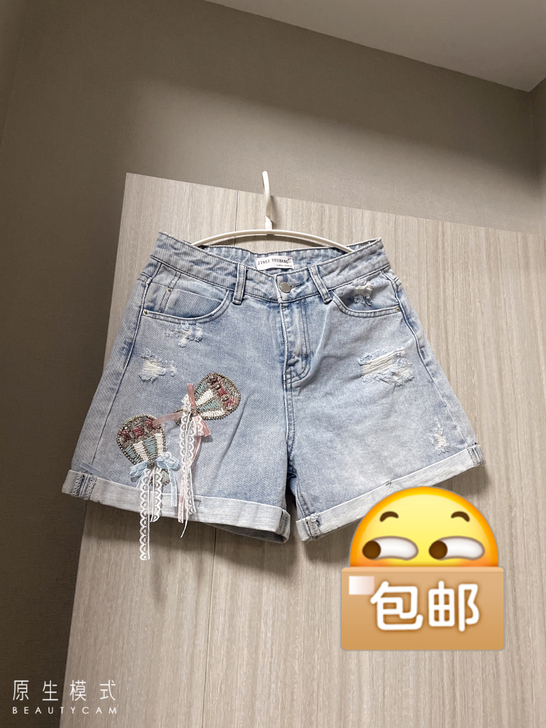 全新 牛仔短裤 M号！130入手