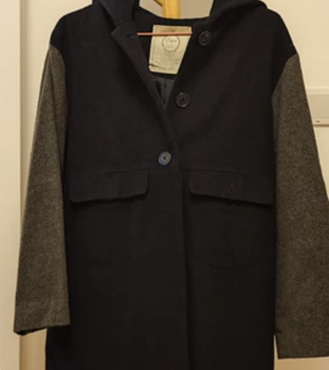 灰蓝拼接棒球宽松外套 日本购入，七八新 原...