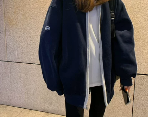 韓國新款假兩件设计感小众棒球服连帽卫衣外套...