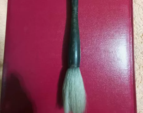 李鼎和牛角杆羊毫老毛笔，刻有:羊毫京查，李...