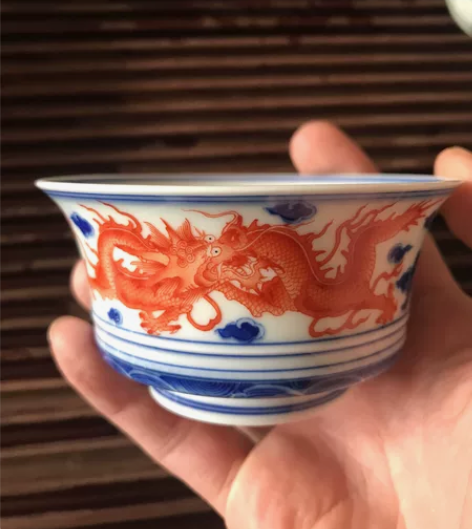 隐山清玩晓花窑 矾红龙柴窑马蹄杯 非春风祥...