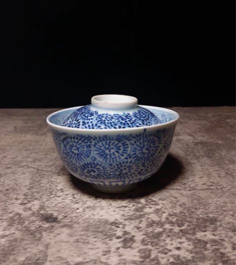 日本 #老青花盖碗，高6口径10.5厘米左...