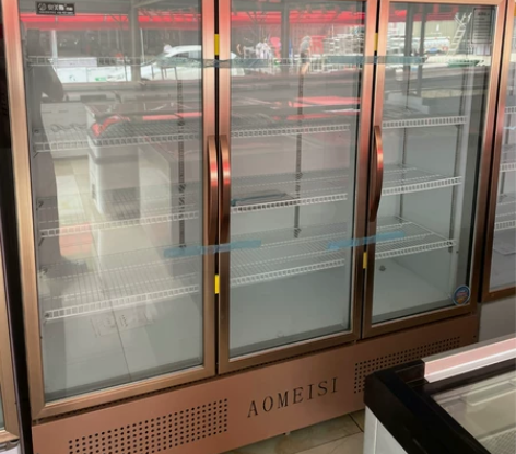 新款三门冷藏冷冻展示柜 玫瑰金属门 三门双...