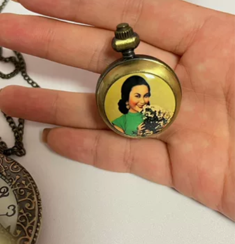 复古茶色大表盘清晰大数字老人怀表翻盖学生电...