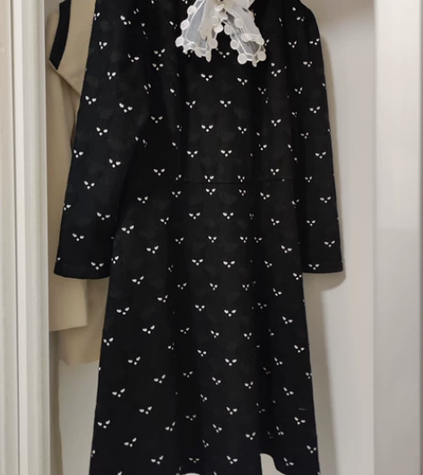 小香风法式浪漫小碎花刺绣领长袖修身连衣裙连...