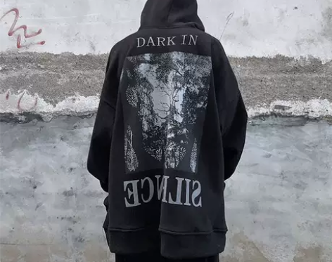 景象印花国潮原创连帽印花情侣卫衣新款男小众...