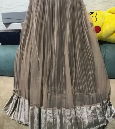 网纱半身裙女中长款2022秋冬新款金丝绒A...