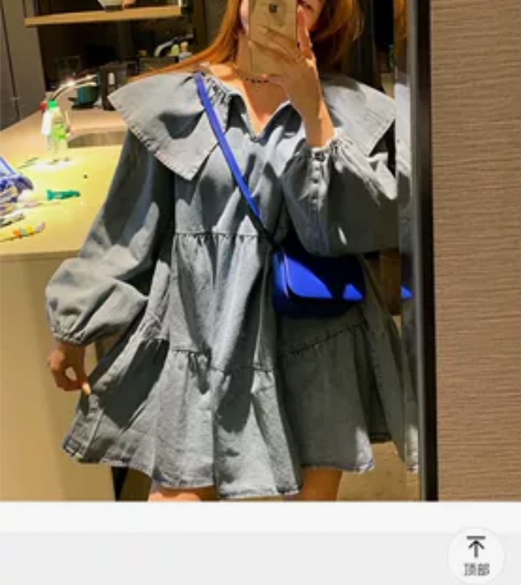 王希之韩国东大门春季新款代敲甜美牛仔荷叶边...