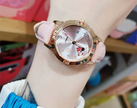迪士尼手表女ins风简约气质少女心初高中学...