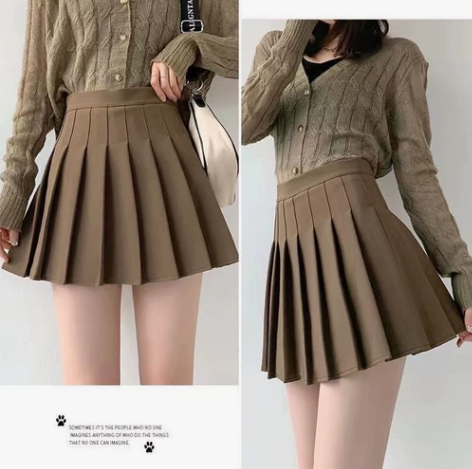 穿搭博主闲置 全新包邮!棕色百褶裙 适合腰...