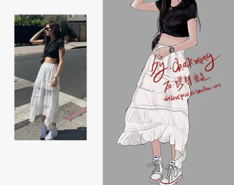 金智妮Jennie同款白色蛋糕裙荷叶边中长...