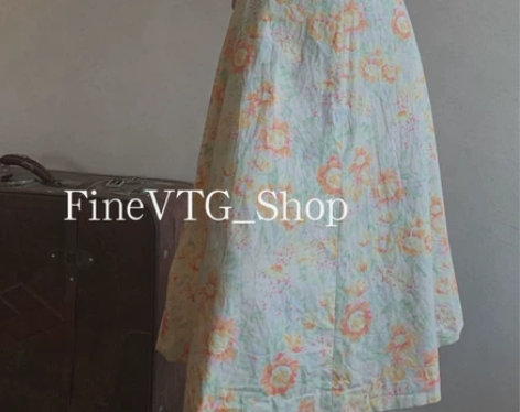 Vintage古着油画晕染花苞裙碎花 森系...