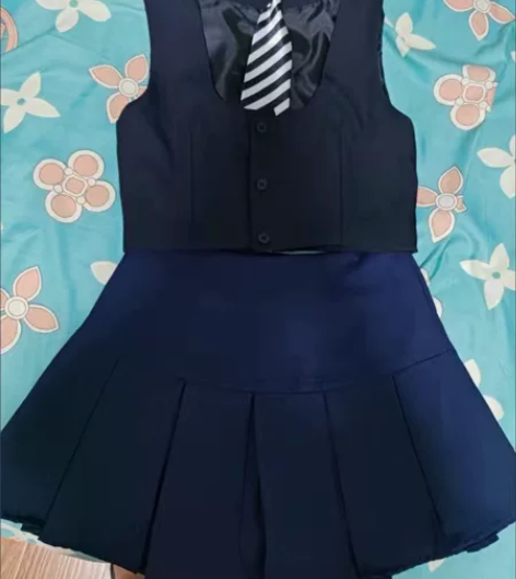 方圆同款乌龙女校美式西装马甲背心收腰短袖衬...