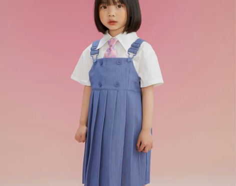 SASAKIDS定制女儿童夏季轻薄牛仔压褶...