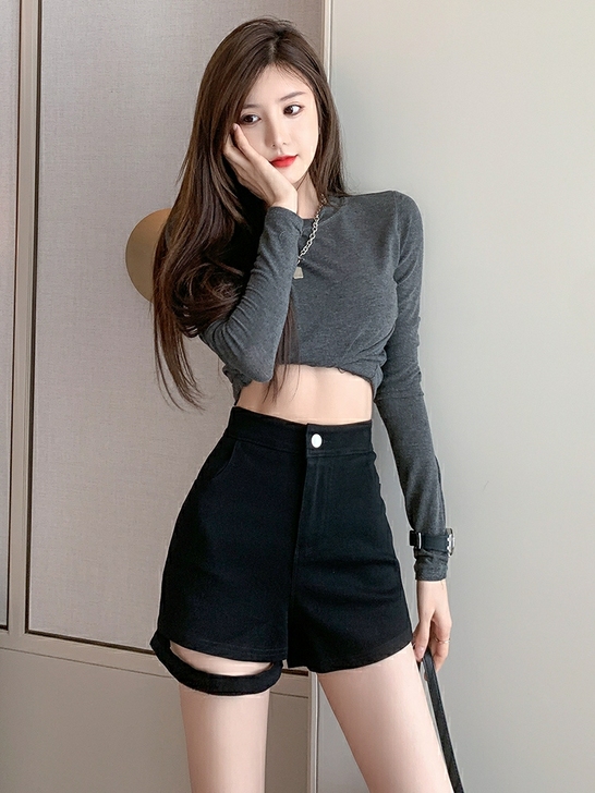 黑色牛仔短裤女夏薄款2021年新款高腰显瘦...