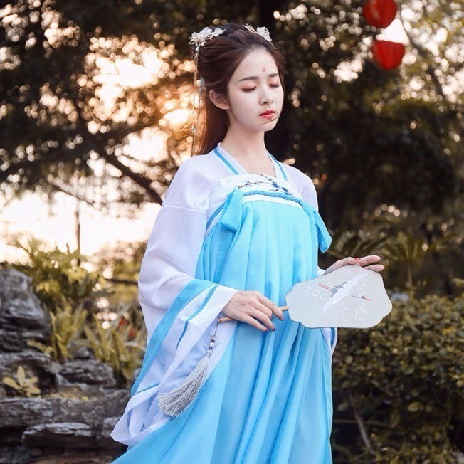 汉服女学生刺绣花套装齐胸襦裙中国风仙女春秋...